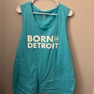 Born in Detroit Women's Blue Tank Top